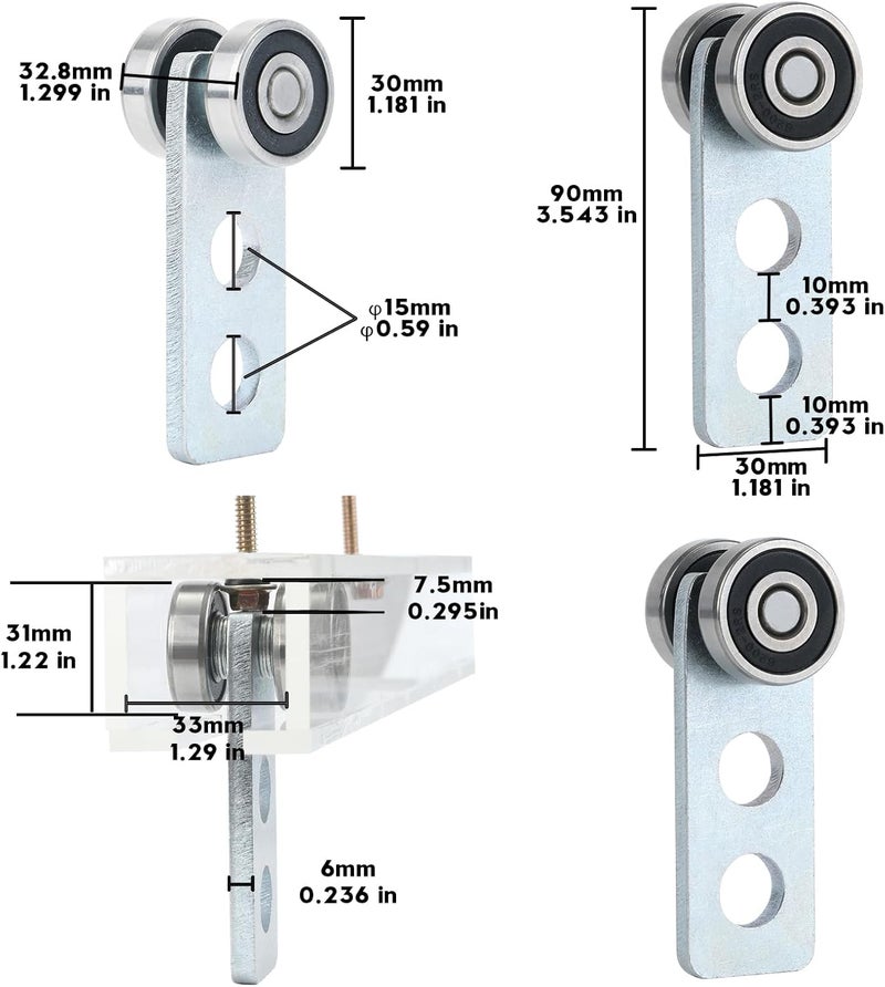Fuperoo 2Wheel Trolley Assembly Rollers.Bearing Trolley Assembly.The top of The Trolley has Room for Set Screws, Allowing The use of a 1-5/8" high Strut Channel - Image 2